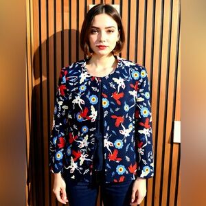 JM STUDIO BY JOHN MEYER Floral Navy Jacket SZ 16